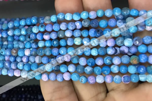 CAA2834 15 inches 4mm faceted round fire crackle agate beads wholesale