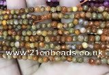 CAA2841 15 inches 4mm faceted round fire crackle agate beads wholesale