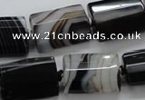 CAA289 15.5 inches 15*20mm faceted cuboid black line agate beads