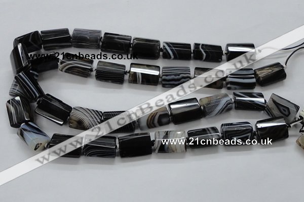 CAA289 15.5 inches 15*20mm faceted cuboid black line agate beads