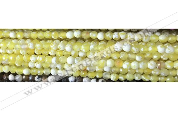 CAA2893 15 inches 6mm faceted round fire crackle agate beads wholesale