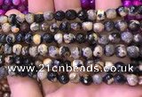 CAA2898 15 inches 6mm faceted round fire crackle agate beads wholesale