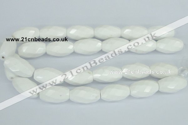CAA29 15.5 inches 18*30mm faceted rice white agate gemstone beads