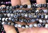 CAA2907 15 inches 6mm faceted round fire crackle agate beads wholesale