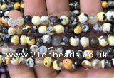 CAA2909 15 inches 6mm faceted round fire crackle agate beads wholesale