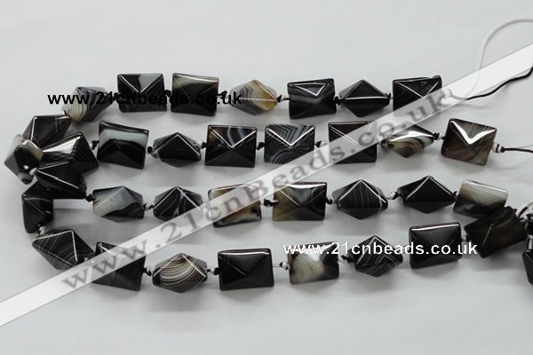 CAA291 15.5 inches 16*16*20mm black line agate gemstone beads