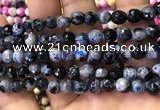 CAA2910 15 inches 6mm faceted round fire crackle agate beads wholesale