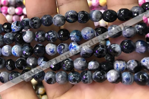 CAA2910 15 inches 6mm faceted round fire crackle agate beads wholesale