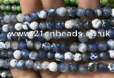 CAA2916 15 inches 6mm faceted round fire crackle agate beads wholesale