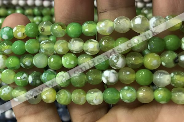 CAA2917 15 inches 6mm faceted round fire crackle agate beads wholesale