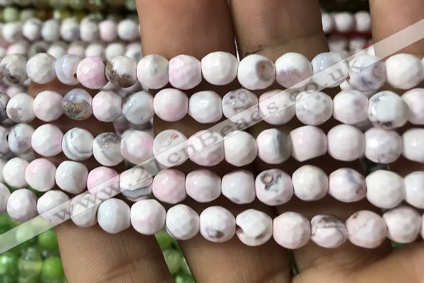 CAA2918 15 inches 6mm faceted round fire crackle agate beads wholesale