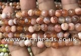 CAA2920 15 inches 6mm faceted round fire crackle agate beads wholesale