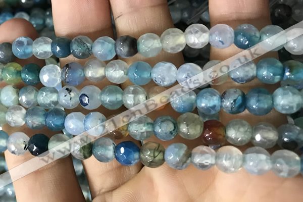 CAA2926 15 inches 6mm faceted round fire crackle agate beads wholesale