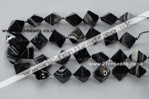 CAA294 15.5 inches 20*20*20mm black line agate gemstone beads