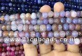 CAA2962 15 inches 8mm faceted round fire crackle agate beads wholesale