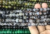 CAA2969 15 inches 8mm faceted round fire crackle agate beads wholesale