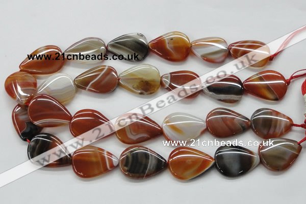 CAA297 15.5 inches 24*30mm flat teardrop red line agate beads