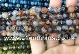CAA2970 15 inches 8mm faceted round fire crackle agate beads wholesale