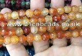 CAA2971 15 inches 8mm faceted round fire crackle agate beads wholesale