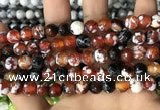 CAA2978 15 inches 8mm faceted round fire crackle agate beads wholesale