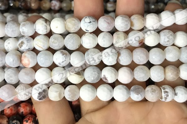 CAA2984 15 inches 8mm faceted round fire crackle agate beads wholesale