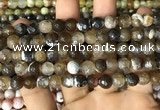 CAA2987 15 inches 8mm faceted round fire crackle agate beads wholesale