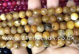 CAA2989 15 inches 8mm faceted round fire crackle agate beads wholesale