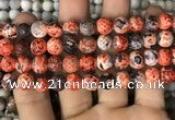 CAA2992 15 inches 8mm faceted round fire crackle agate beads wholesale