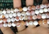 CAA2993 15 inches 8mm faceted round fire crackle agate beads wholesale