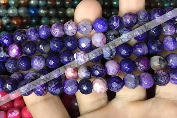 CAA2996 15 inches 8mm faceted round fire crackle agate beads wholesale