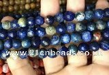 CAA2998 15 inches 8mm faceted round fire crackle agate beads wholesale