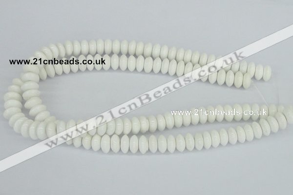 CAA30 15.5 inches 6*12mm rondelle white agate gemstone beads