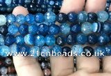 CAA3009 15 inches 8mm faceted round fire crackle agate beads wholesale