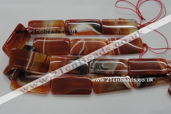 CAA301 15.5 inches 25*50mm rectangle red line agate gemstone beads