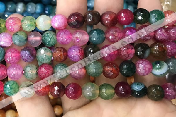 CAA3010 15 inches 8mm faceted round fire crackle agate beads wholesale