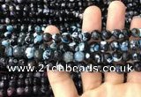 CAA3018 15 inches 8mm faceted round fire crackle agate beads wholesale