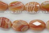 CAA302 15.5 inches 13*18mm faceted oval red line agate beads