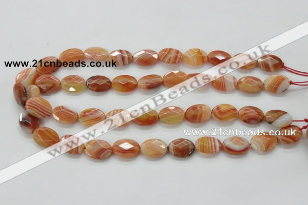 CAA302 15.5 inches 13*18mm faceted oval red line agate beads