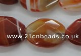 CAA303 15.5 inches 18*25mm faceted oval red line agate beads