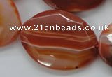 CAA304 15.5 inches 28*40mm faceted oval red line agate beads