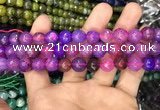 CAA3043 15 inches 10mm faceted round fire crackle agate beads wholesale