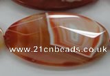 CAA305 15.5 inches 32*52mm faceted oval red line agate beads