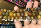 CAA3053 15 inches 10mm faceted round fire crackle agate beads wholesale