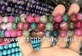 CAA3055 15 inches 10mm faceted round fire crackle agate beads wholesale