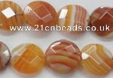 CAA306 15.5 inches 18mm faceted coin red line agate beads