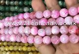 CAA3068 15 inches 10mm faceted round fire crackle agate beads wholesale