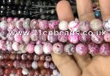 CAA3075 15 inches 10mm faceted round fire crackle agate beads wholesale