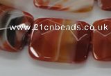 CAA308 15.5 inches 22*30mm faceted rectangle red line agate beads