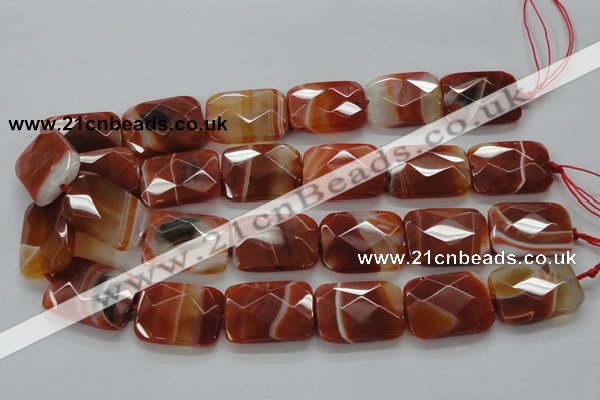 CAA308 15.5 inches 22*30mm faceted rectangle red line agate beads