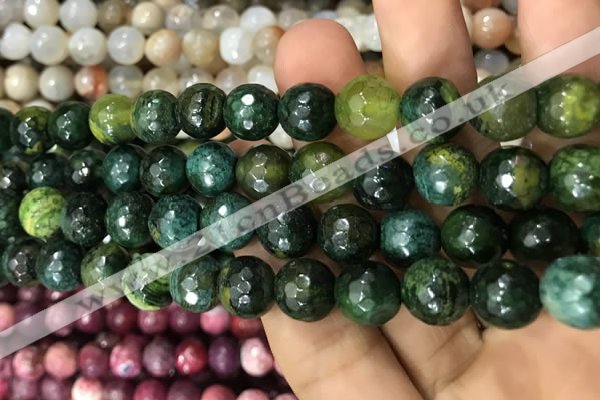 CAA3080 15 inches 10mm faceted round fire crackle agate beads wholesale